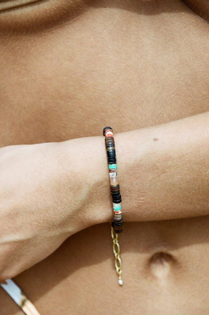 Tulum Gold Plated Bracelet w. Jade & Beads
