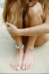 Flamingo Armband I Vergoldet I Gemischtfarbene Schmuckperlen & Edelsteine