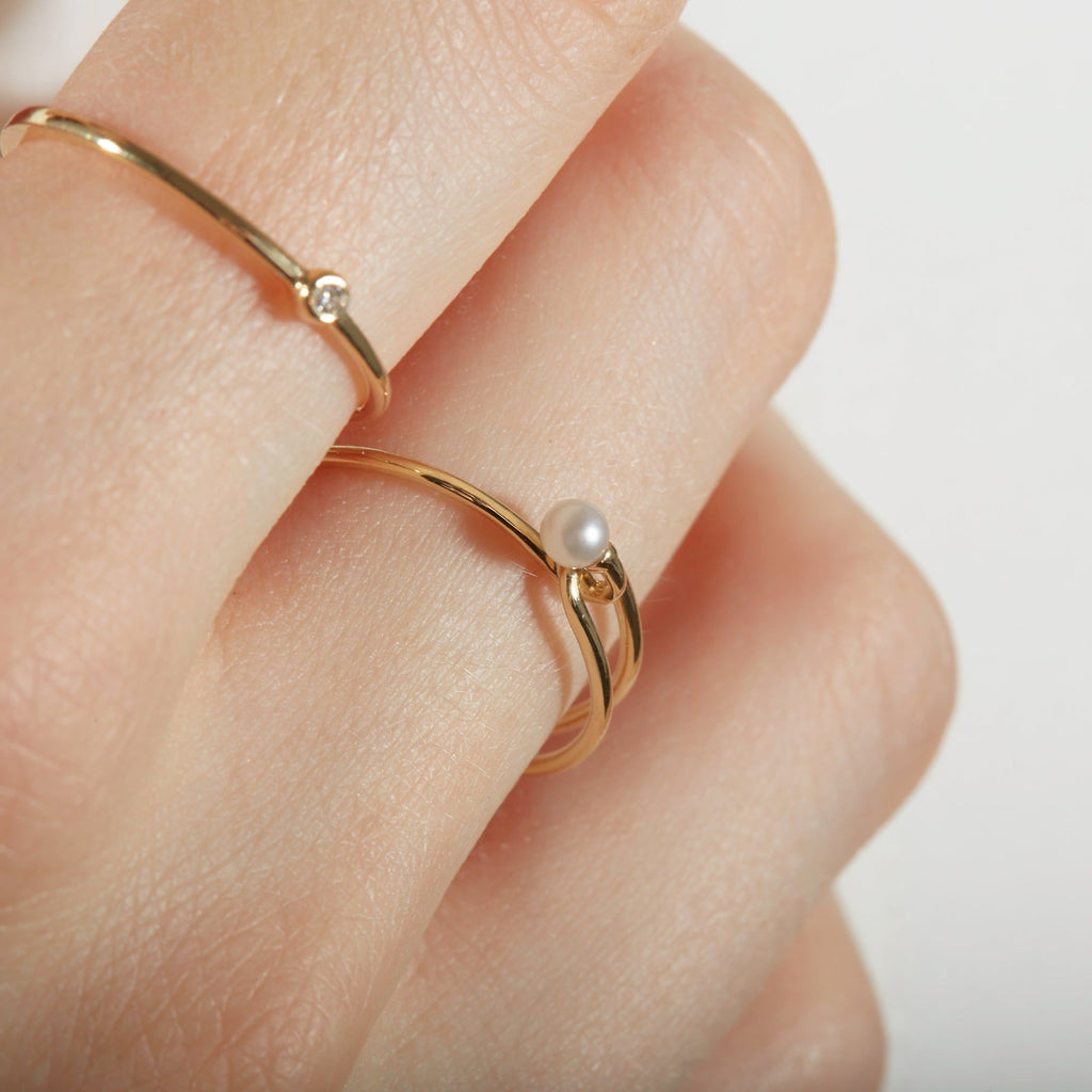 Astra Lunar 18K Guld Ring m. Perle