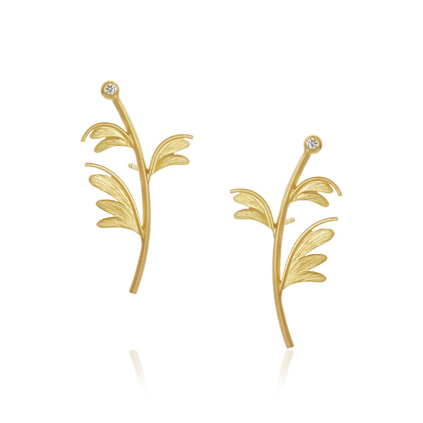 Aura 18K Gold Earrings w. Diamonds