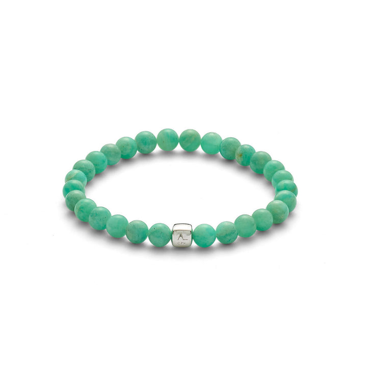 ColorUp (6mm) sølv Armbånd m. Amazonsten