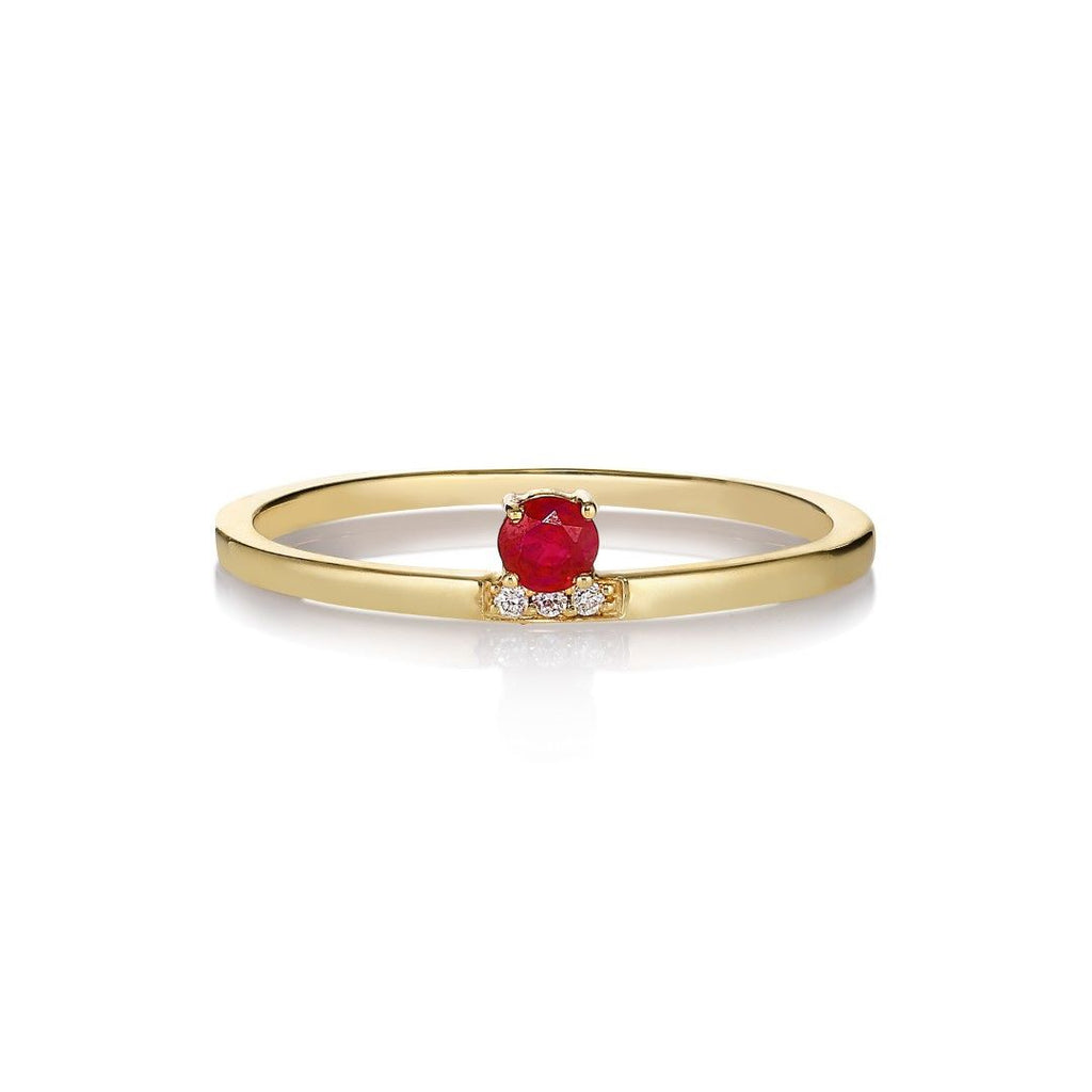 Andrea 14K Guld Ring m. Diamanter & Rubin