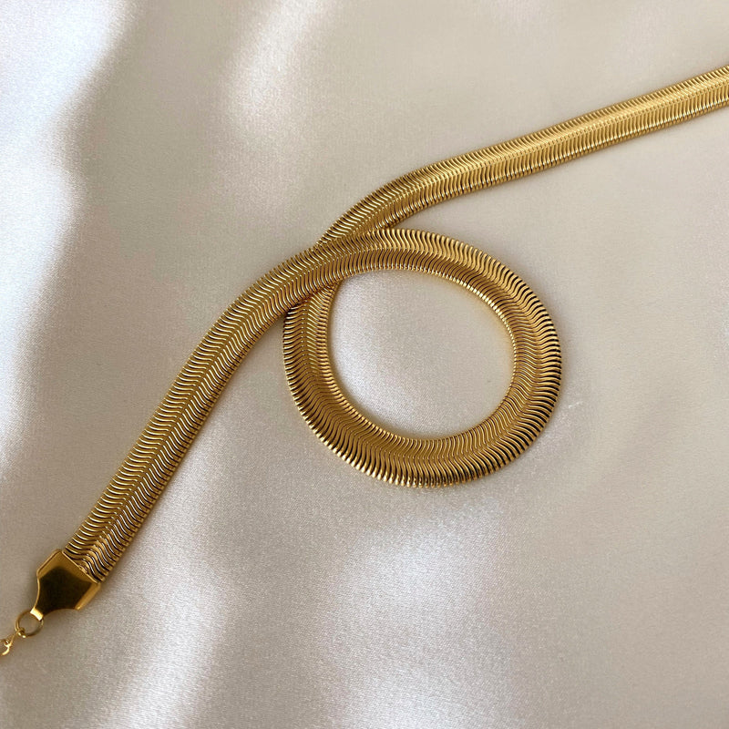 Flat Snake 18K Gold Plated Necklace