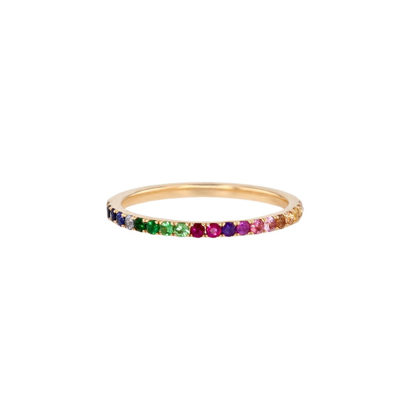 Monara Eternity 18K Guld Ring m. Safirer, Tsavorit Sten & Diamant