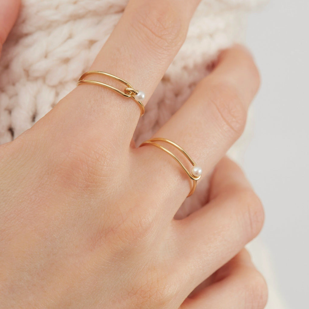 Astra Lunar 18K Guld Ring m. Perle