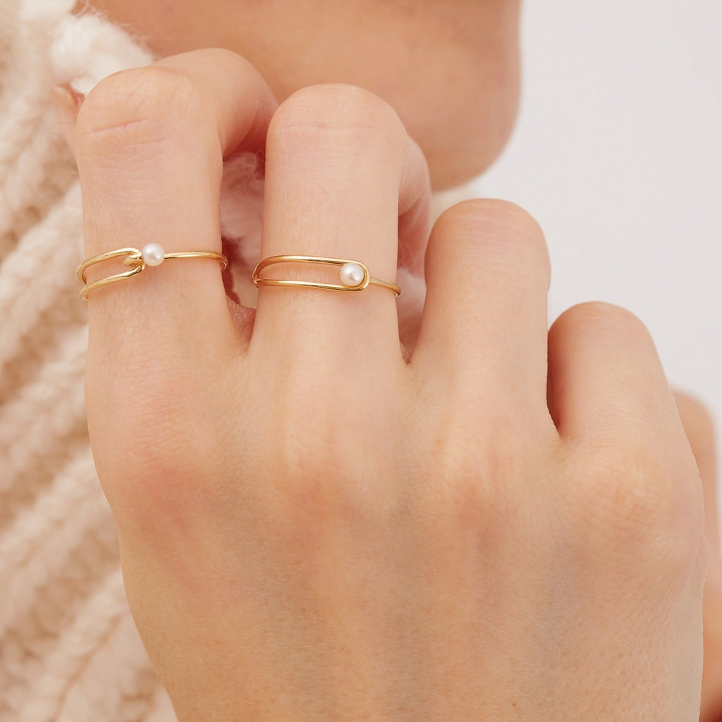 Astra Lunar 18K Guld Ring m. Perle