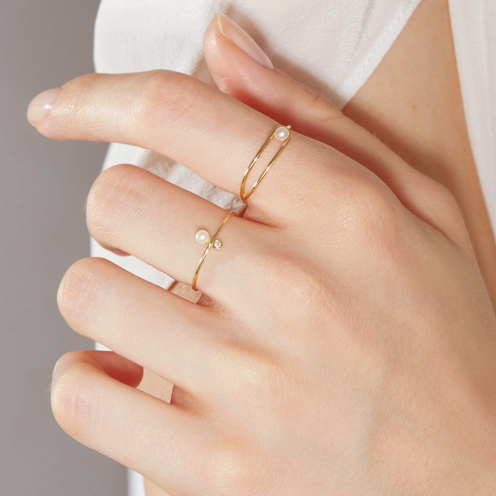 Astra Moonlight 18K Guld Ring m. Perle