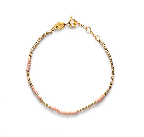 Asym Gold Plated Bracelet w. Rose Beads
