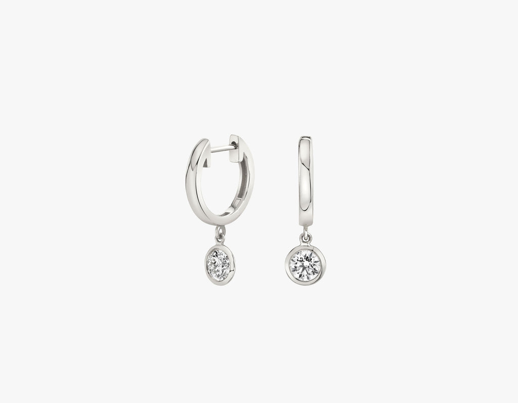 Round Bezel Huggie 14K Gold I Labor-Diamanten