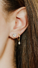 Marquise Bezel 14K Gold Huggie w. Lab-Grown Diamonds