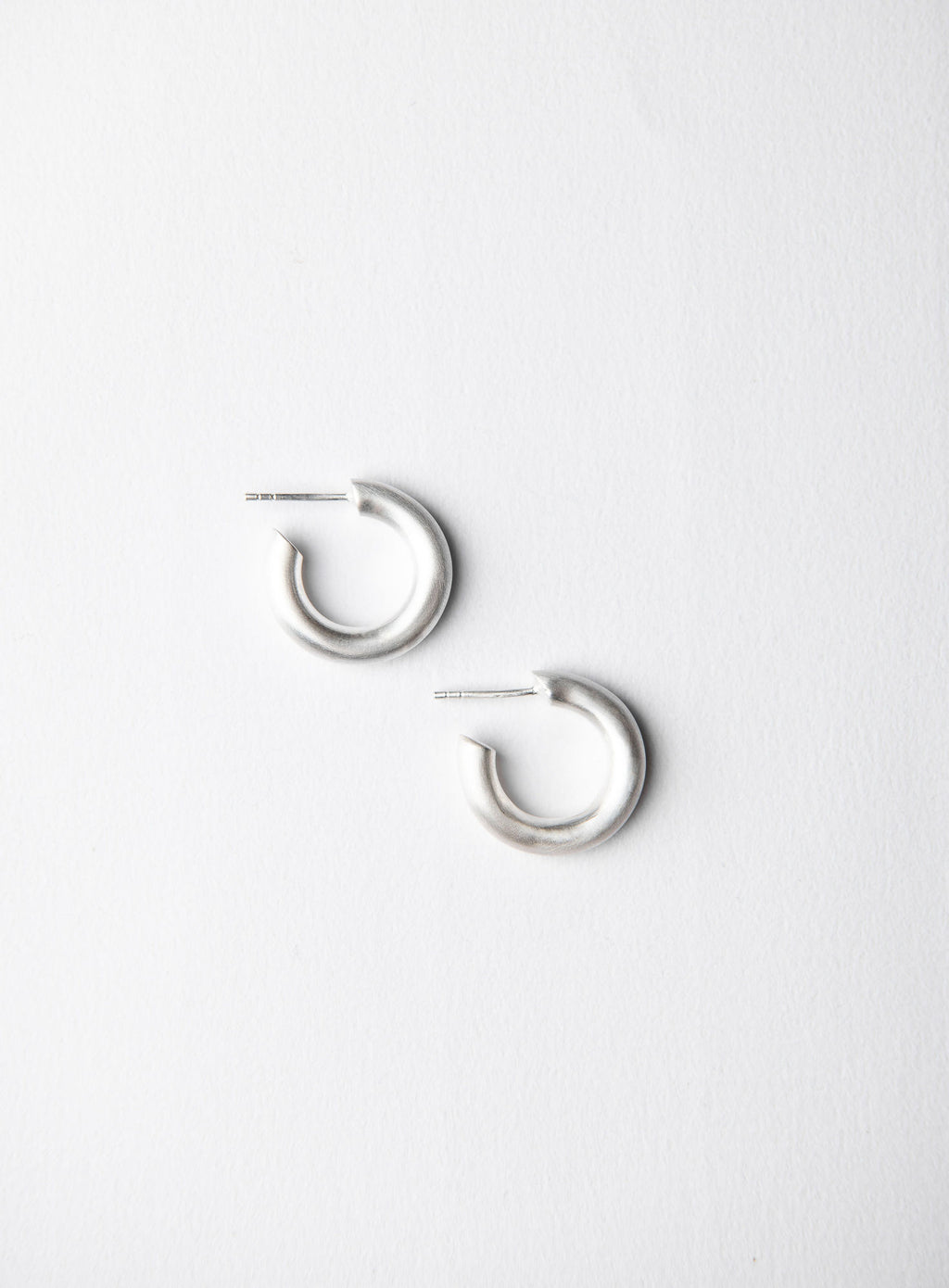 Small Matte Silver Hoops