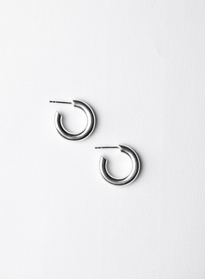 Small Shiny Silver Hoops