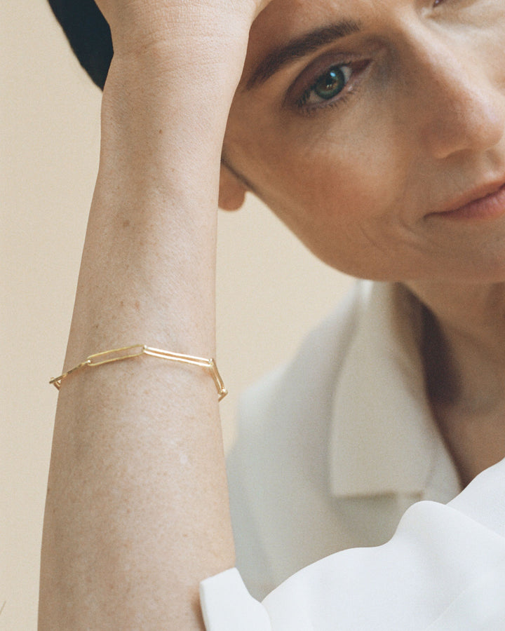 Hammered link chain 18K Gold Bracelet