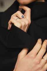 Blue Wave 18K Gold Ring w. Diamonds & Sapphire