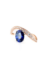 Blue Wave 18K Gold Ring w. Diamonds & Sapphire