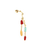 Seafire 18K & 22K Gold Earring w. Diamonds, Corals & Emerald