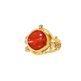 Double Seafire 18K & 22K Guld Ring m. Diamanter & Koral