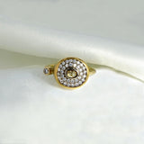 Pavé small Cocktail 18K & 22K Gold Ring w. Diamonds