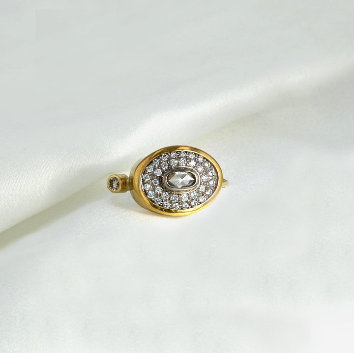 Pavé Cocktail 18K & 22K Gold Ring w. Diamonds