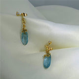 Seafire 18K & 22K Gold Earring w. Aquamarines & Diamonds