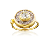 Cocktail 18K Gold Ring w. Diamonds