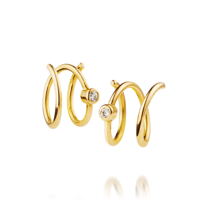 Spiral Hoops aus 18K Gold I Diamanten