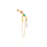 Seafire 18K Gold Earring w. Diamonds & Pearls