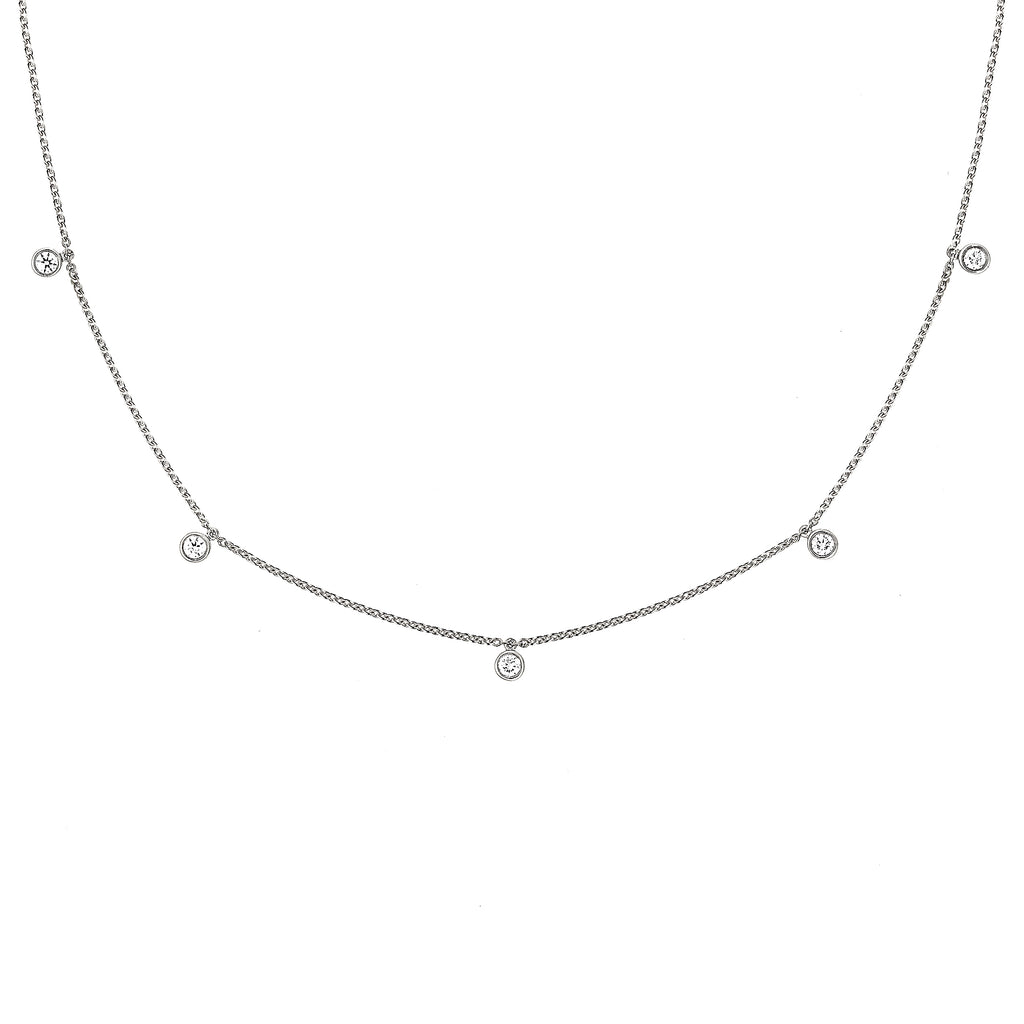 Mini Choker Bezel 18K Whitegold Necklace w. Diamonds