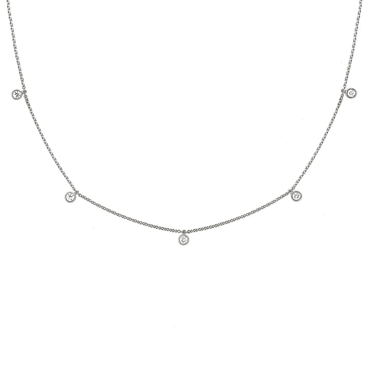 Mini Choker Bezel 18K Whitegold Necklace w. Diamonds