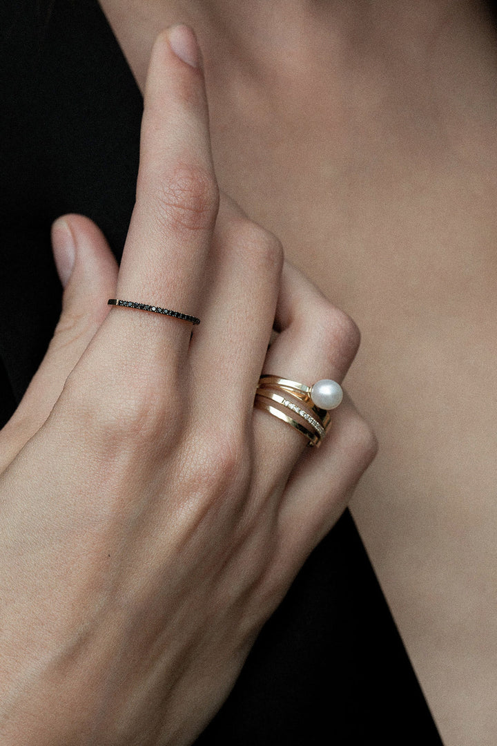 Sort Eternity 0.12 14K Guld, Hvidguld eller Rosaguld Ring m. Diamanter