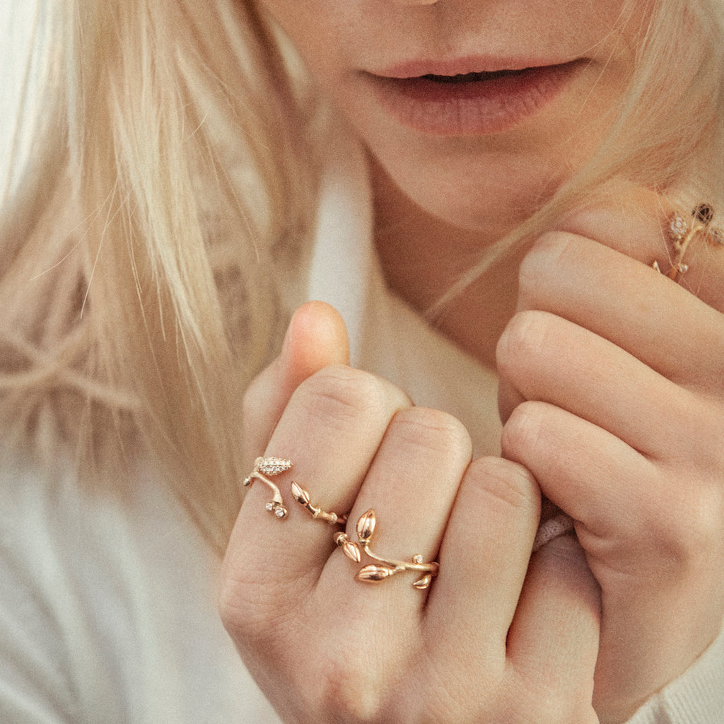 Blooming 18K Guld Ring m. Diamanter