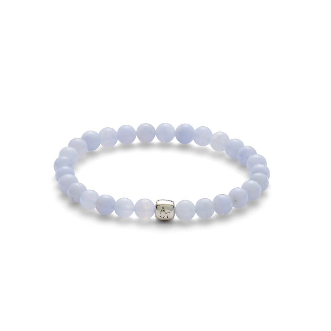 ColorUp Blue Lace (6mm) Silver Bracelet w. Agate