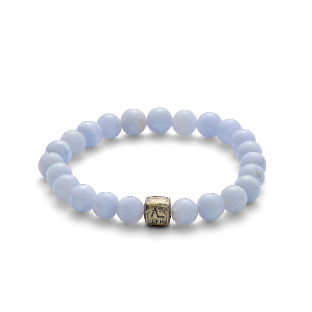 ColorUp Blue Lace (8mm) Silver Bracelet w. Agate