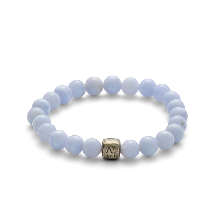ColorUp Blue Lace (8mm) Silver Bracelet w. Agate
