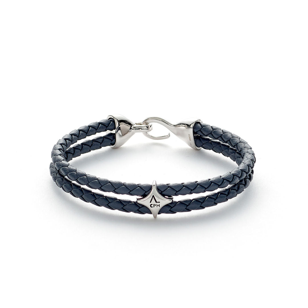 Grey Bolo Leather Silver Bracelet
