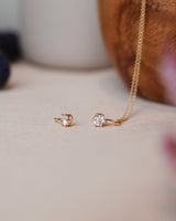 Simple Solitaire 18K Gold, Whitegold or Rosegold Pendant or Necklace w. Diamonds