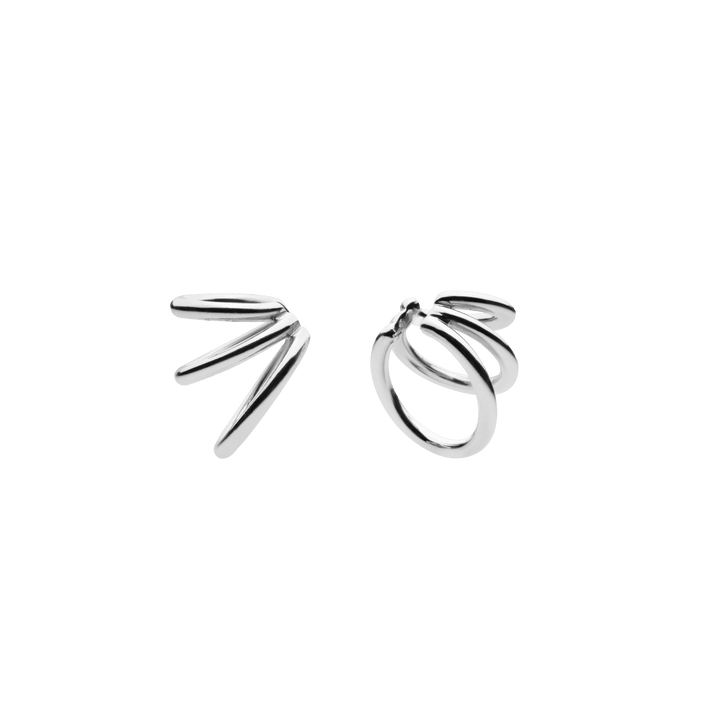 Bulky Spine Ear Cuffs Silver