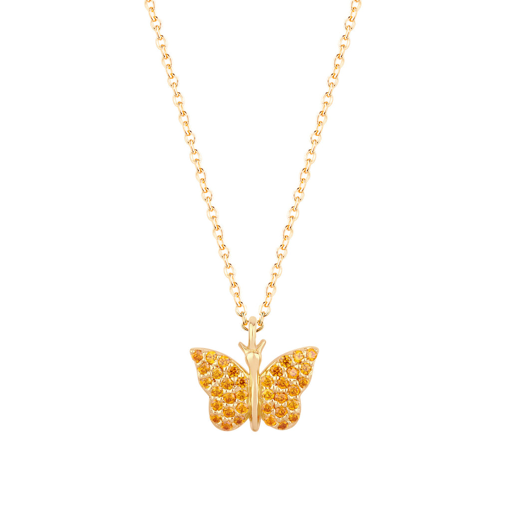 Butterfly 18K Gold Plated Necklace w. Orange Zirconias