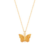 Butterfly 18K Gold Plated Necklace w. Orange Zirconias