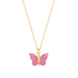 Butterfly 18K Gold Plated Necklace w. Pink Zirconias