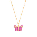 Butterfly Halskette 18K vergoldet mit pinkem Zirkon