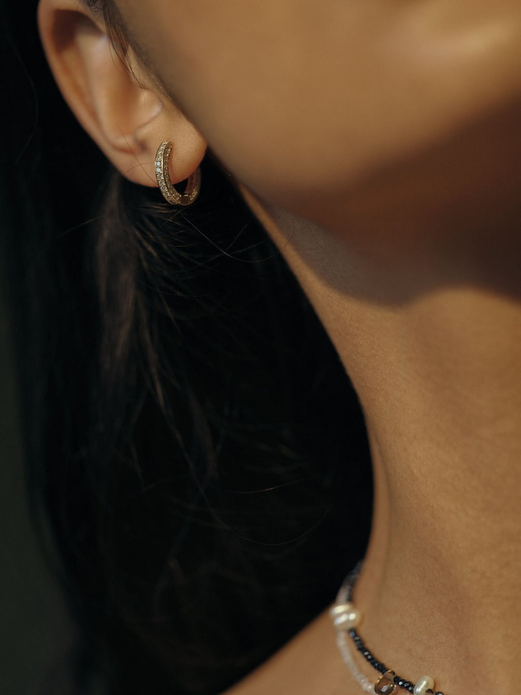 Triple Diamond Huggie - Medium