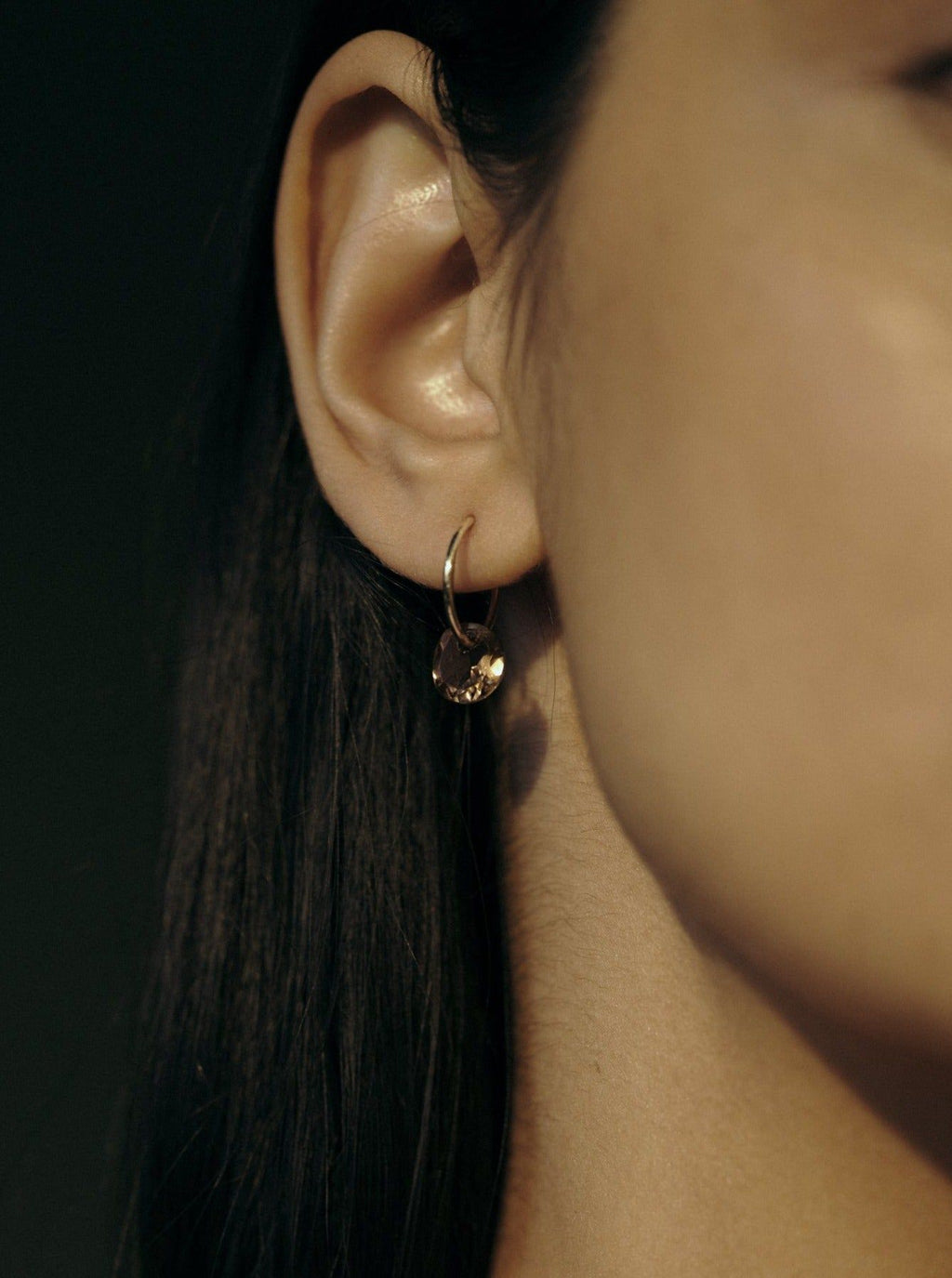 Rose Cut Smokey Kvarts Hoops