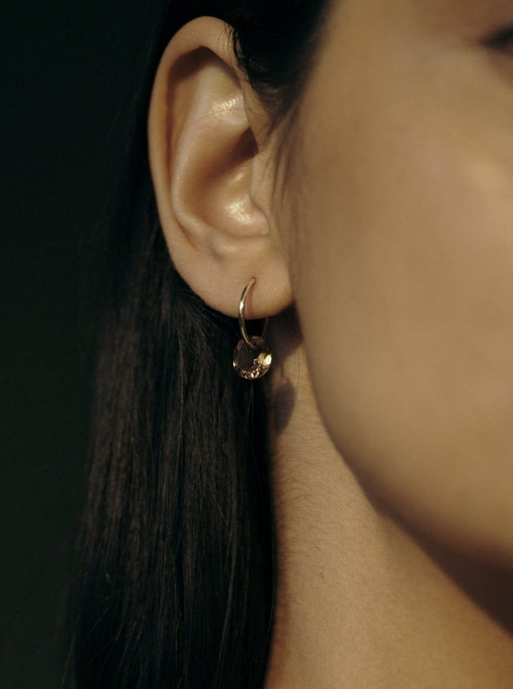 Rose Cut Smokey Quartz Hoops