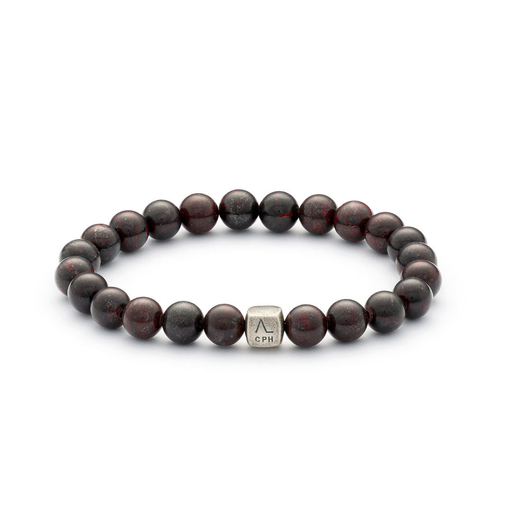 (8mm) Sølv Armbåndm. Heliotrop