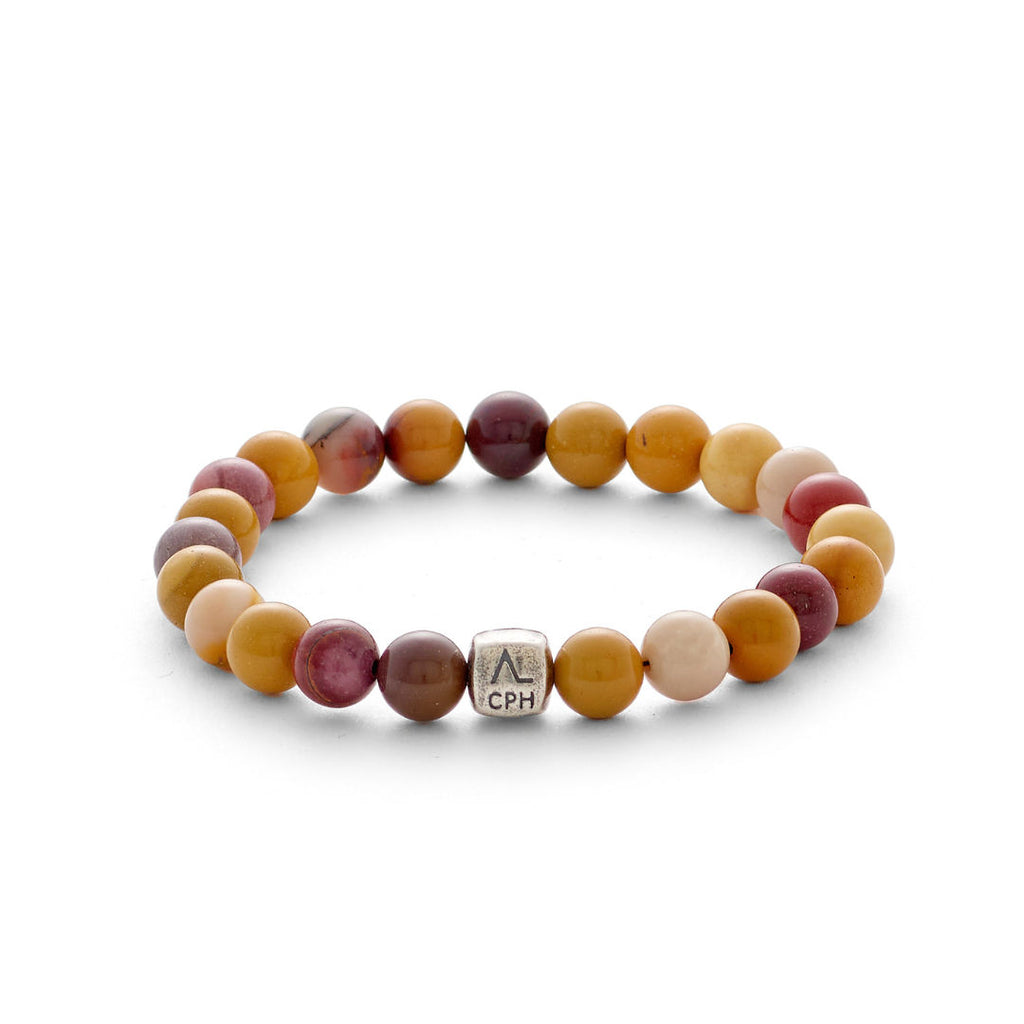 (8mm) Sølv Armbåndm. Mookait