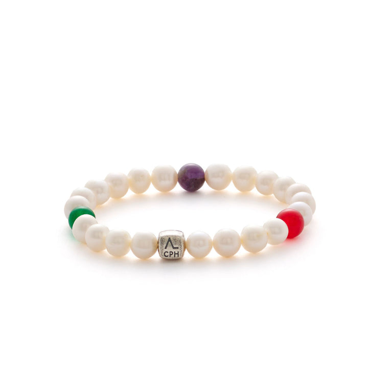 Davos (8mm) Sølv Armbåndm. Perler, Jade & Amethyst
