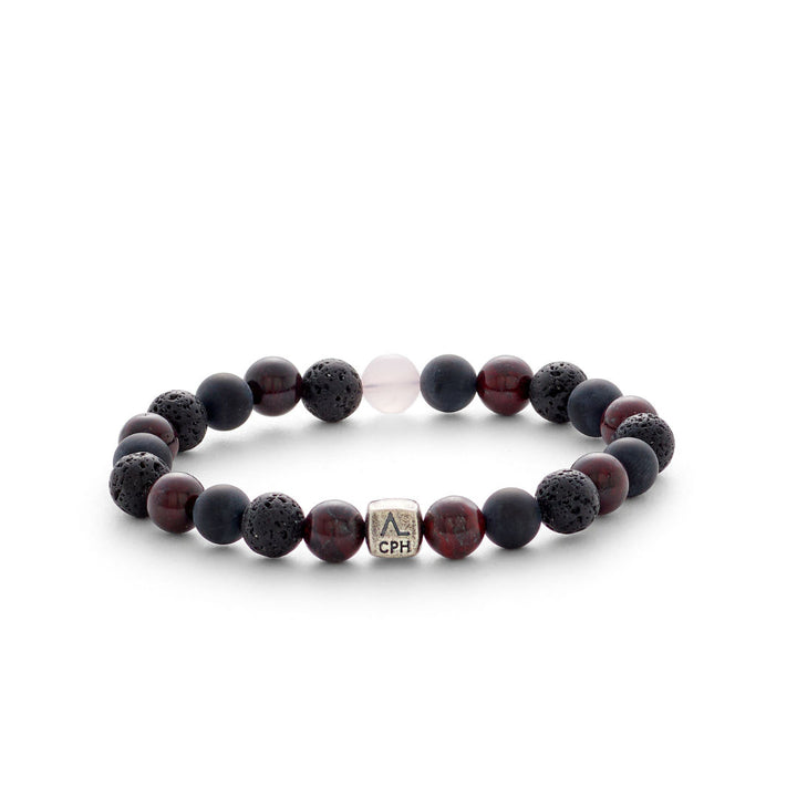 Tokyo (8 mm) Silberarmband mit Heliotrop, Onyx, Lava & Quartz