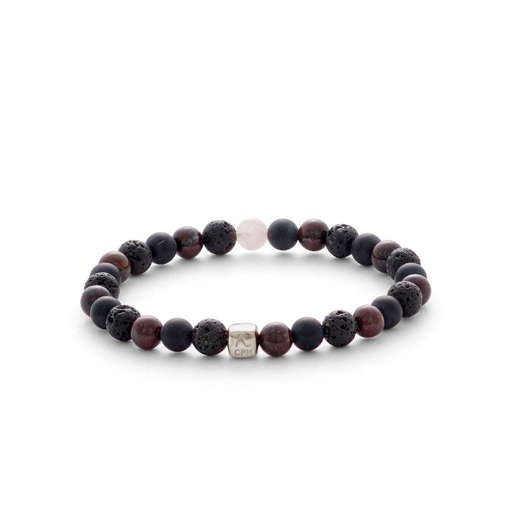 Tokyo (6 mm) Silberarmband mit Heliotrop, Onyx, Lava & Quartz