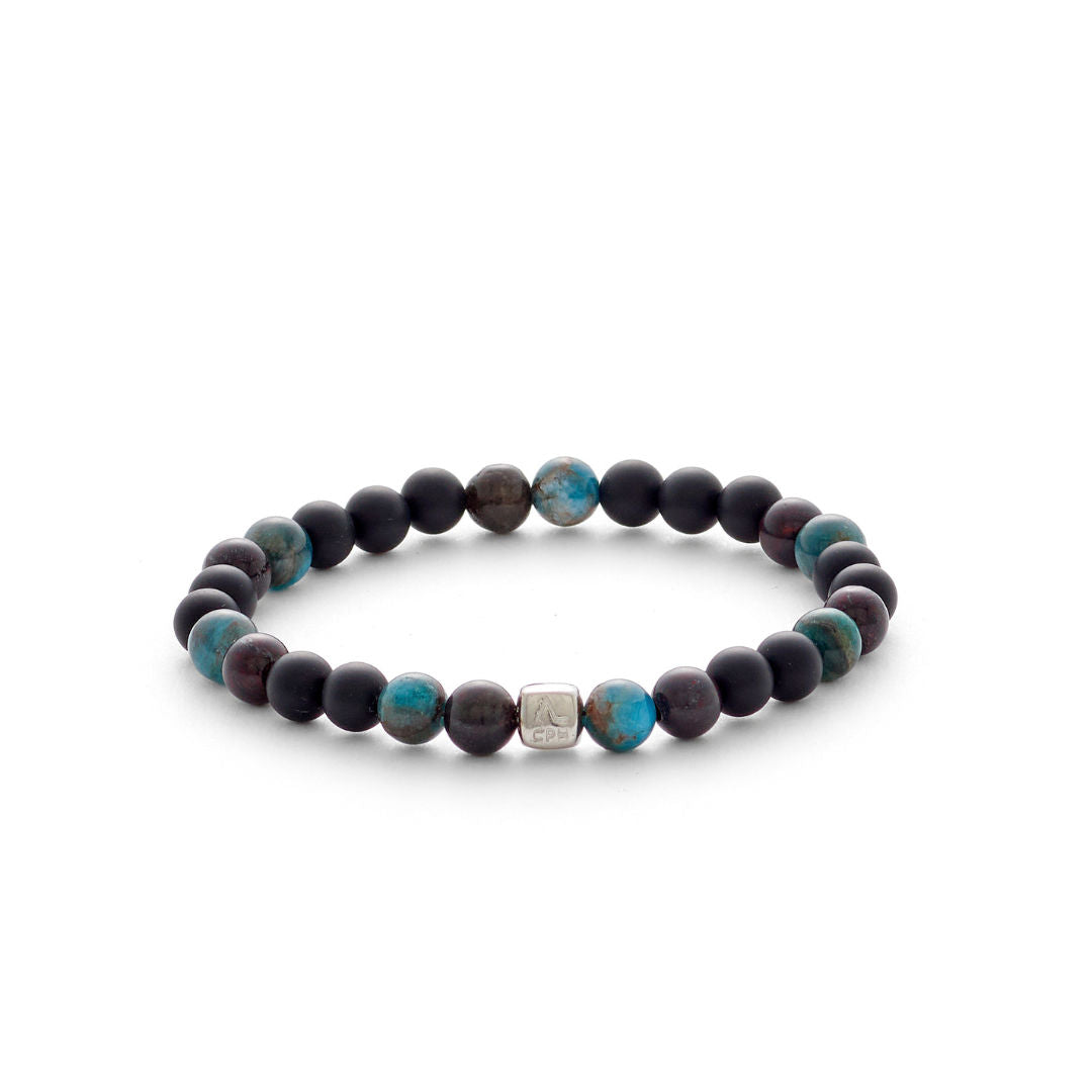Rome (6 mm) Silberarmband mit Heliotrop, Onyx & Apatit